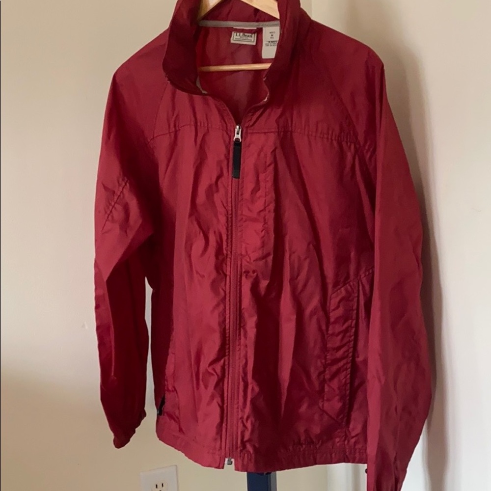L.L. Bean Red Zip Up Windbreaker